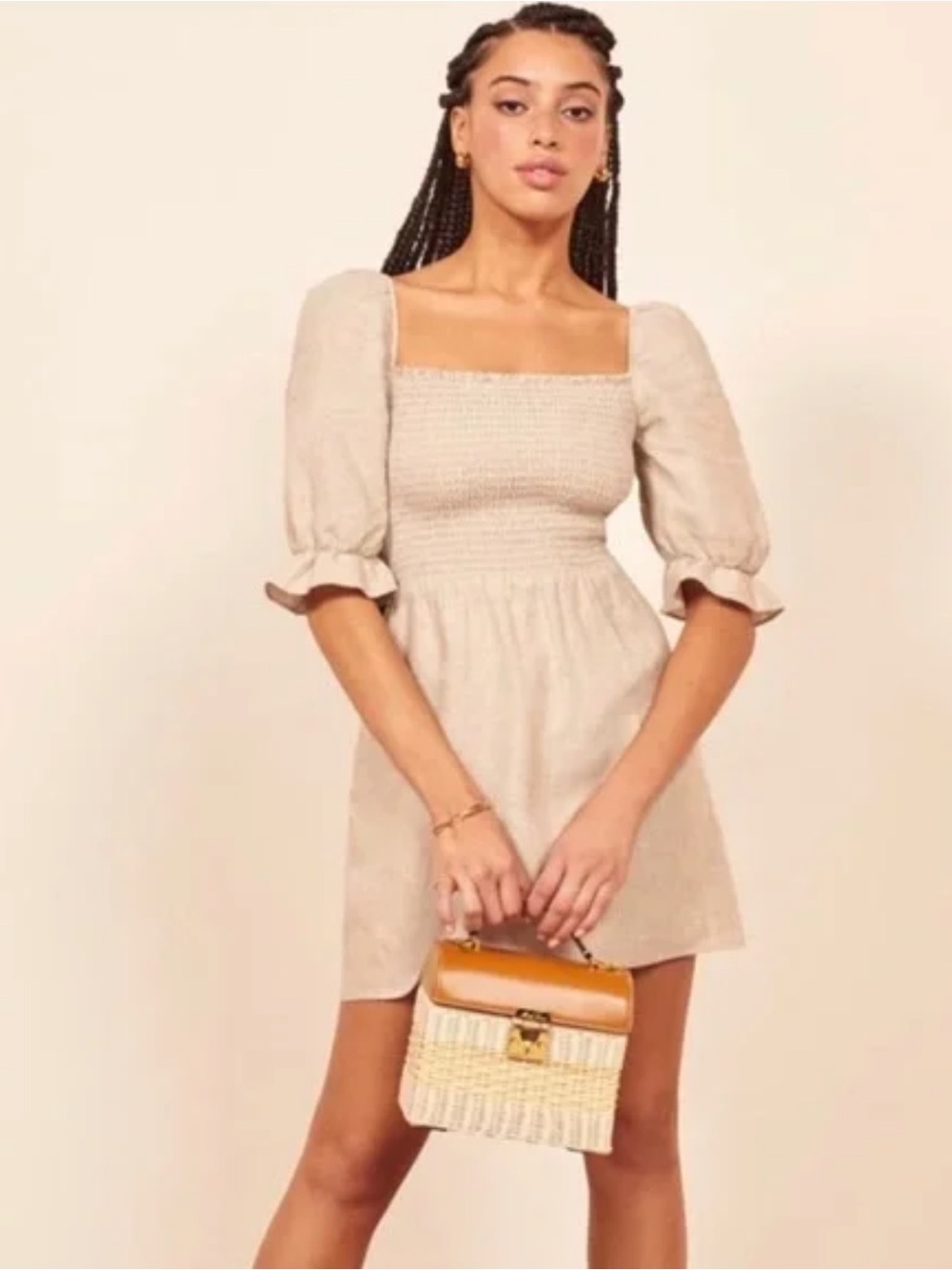 Reformation Cerise Linen Mini Dress